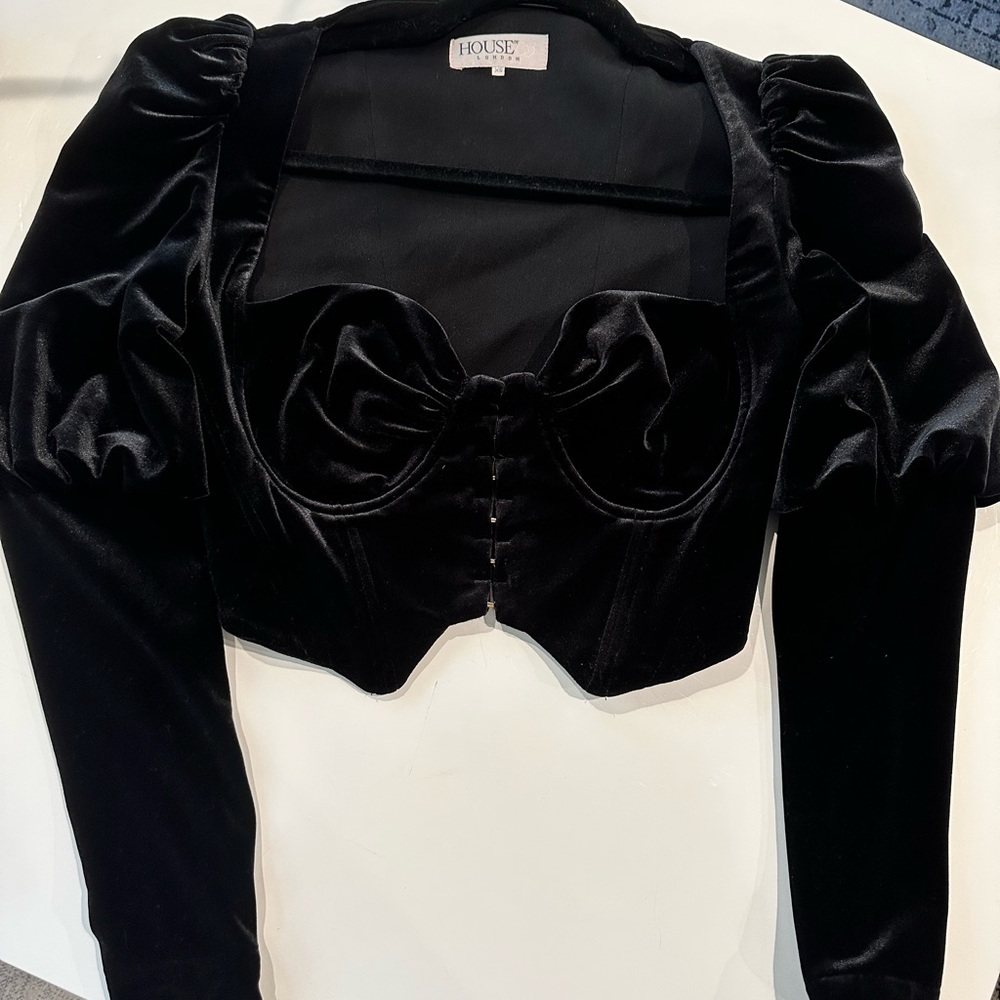 XS black velvet house of cb corset top